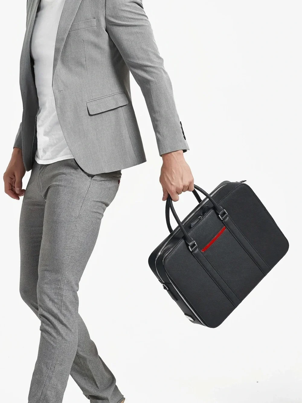 Maverick & Co Manhattan Double-Zip Leather Briefcase